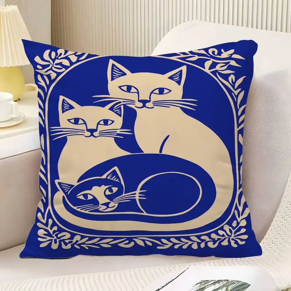 Abstract Cat Throw Pillow Cover Neutral Decor Cushion Cover Soft Sofa Couch Bed Home Decor Pillow Case
