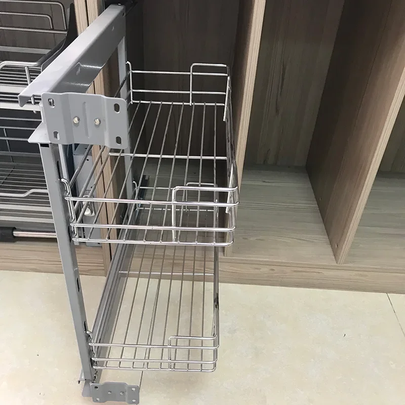 Kitchen cabinet, floor cabinet, side pull basket, Nordic style multifunctional side pull basket, crystal style narrow edge drawe