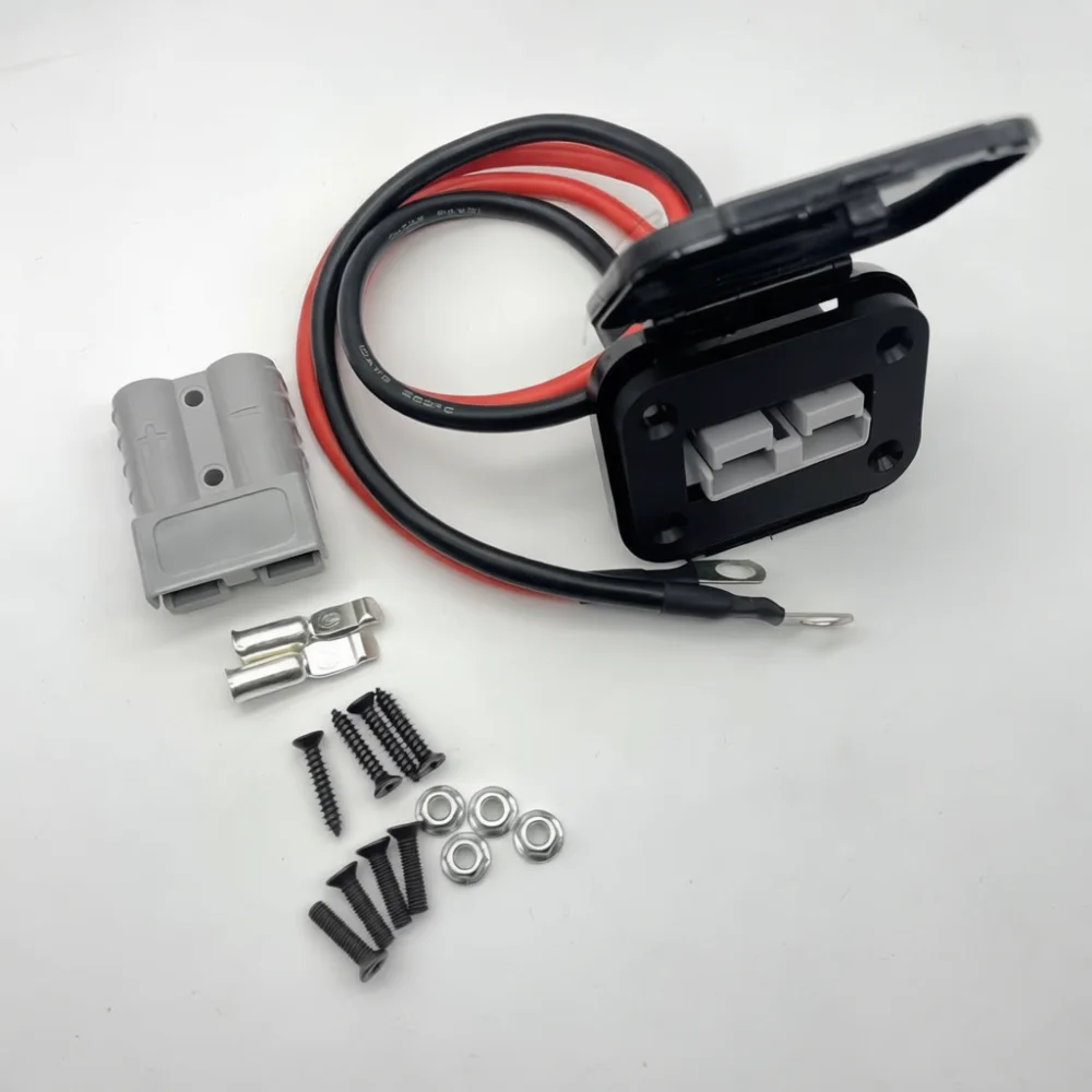Industrial Power Extension Lead Anderson Style Connector With Dustproof Cover Socket Mount Quick Plug Electric Cord