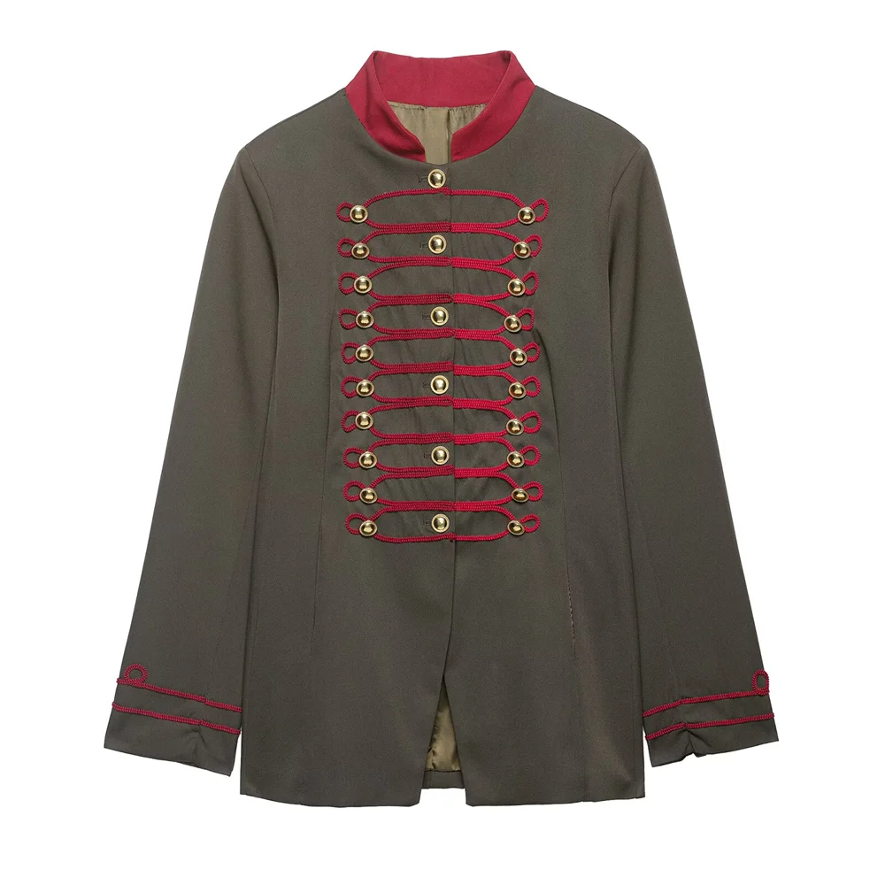 

Новое женское пальто 2026 года в европейском и американском стиле: модное, простое, ретро, с воротником-стойкой и пуговицами, с длинными рукавами