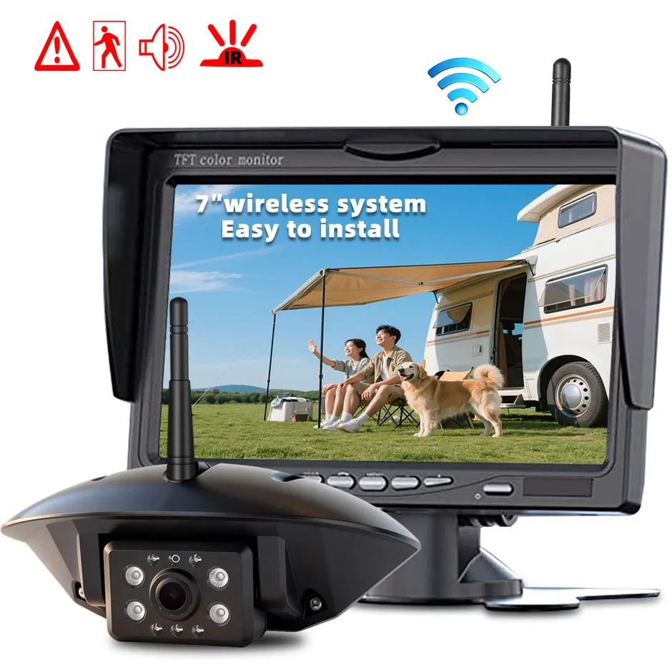 

HD Wireless Rear View Backup Camera Reversing Cam BSD 7 Inch Monitor AHD for Truck Bus RV Camper Trailer Excavator PickupTrailer