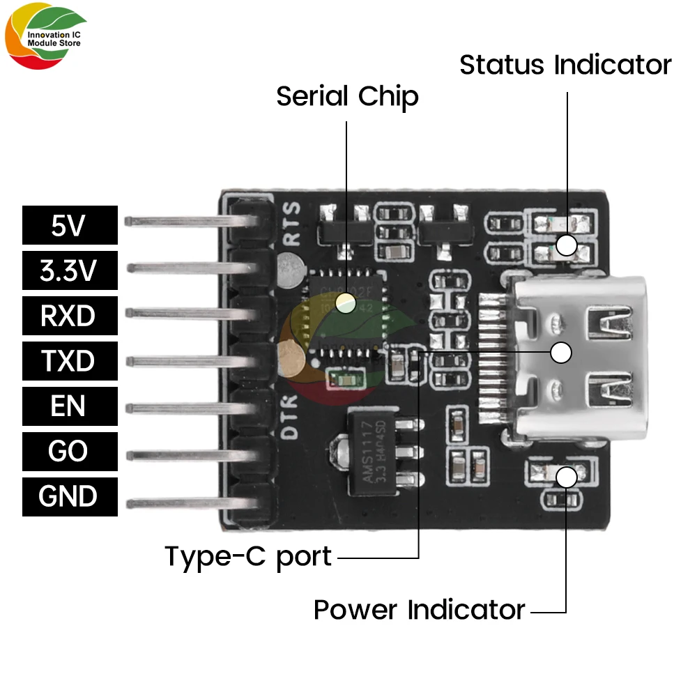 USB to UART/RS232/RS485 Serial Port Burning Downloader Module CH910F Driver For ESP32 TYPE-C