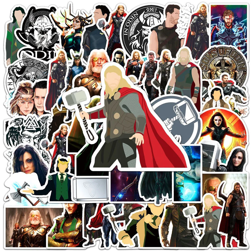 10/30/50pcs Disney Marvel Thor Stickers for Laptop Skateboard Bicycle Luggage PVC Waterproof Classic Kids Cool Decal Sticker