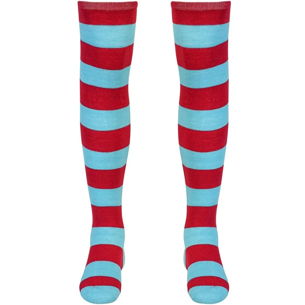 Dr Seuss Halloween Costumes pour Bol, Tenues, Accessoires, Chemises Rouges, Jupe Tutu Bleue, Bande de Sauna, Gants, Chaussettes