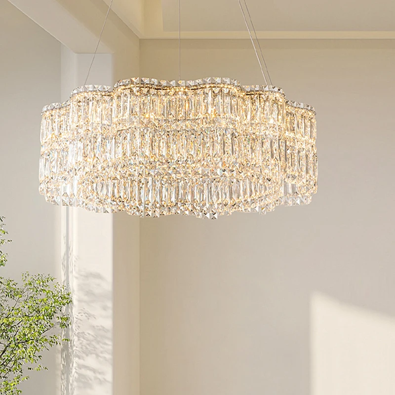 Imagem -06 - Flor Onda de Cristal Luxo Lustres Teto 2024 Led Novo Moderno Lustre Pendurado Lâmpadas Decoração Casa Interior Luzes para Sala Jantar