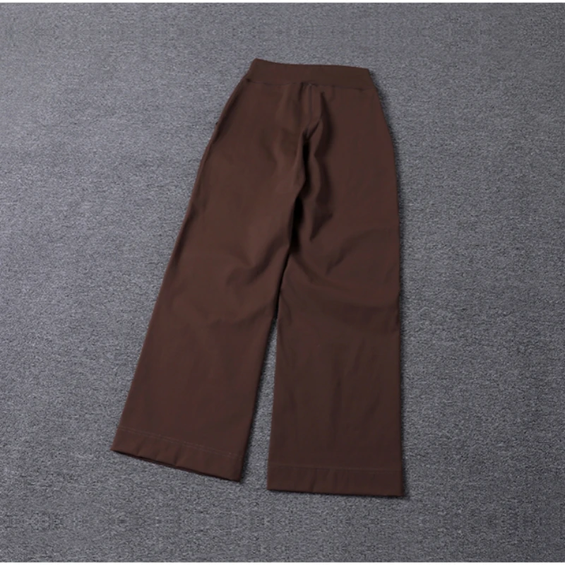 High Quality High-waist Loose Straight-leg Yoga Pants Women's Skin Friendly Nudity Casual Drawstring Quick-dry Gym Bell-bottoms