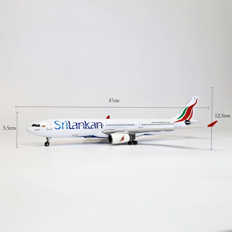 47cm Sri Lanka A330 Die-cast Resin Airplane Model Kit with Stand LED light Collectible Aircraft Toy for Aviation Enthusiast Gift view 5