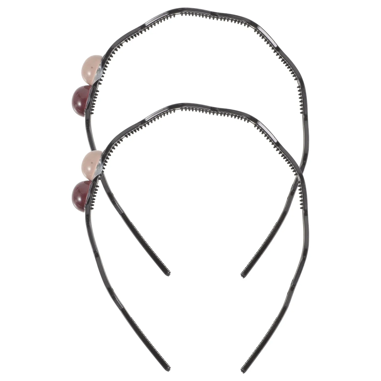 

2Pcs Color Block Double Ball Headband Trendy Decorative Hair Accessories Women Teens Casual Work Meetings Zig Headbands