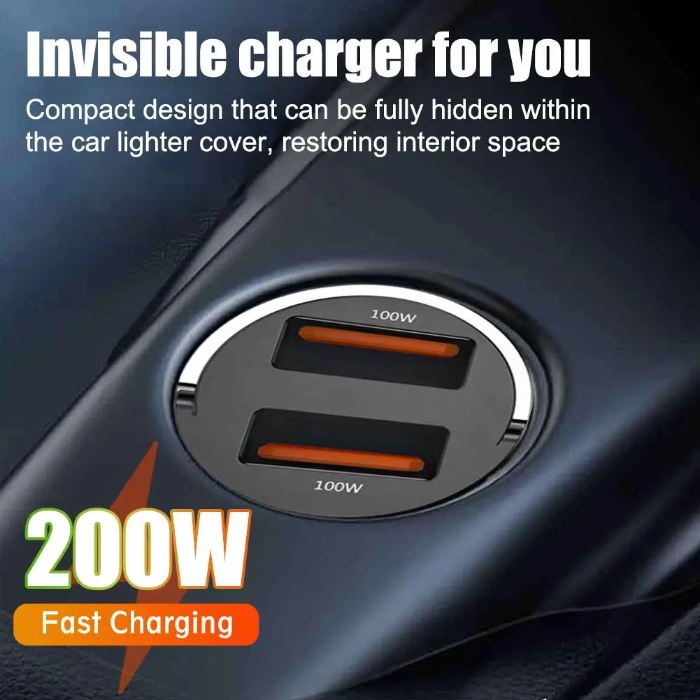 

200w Mini Usb Car Charger Lighter Fast Charging For Qc3.0 Pd Type C Car Phone Charger Adapter For L8h9