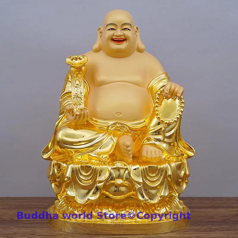 37CM Large high grade gilding copper Maitreya Buddha God of Wealth statue HOME company shrine Recruit money Bring good LUCK