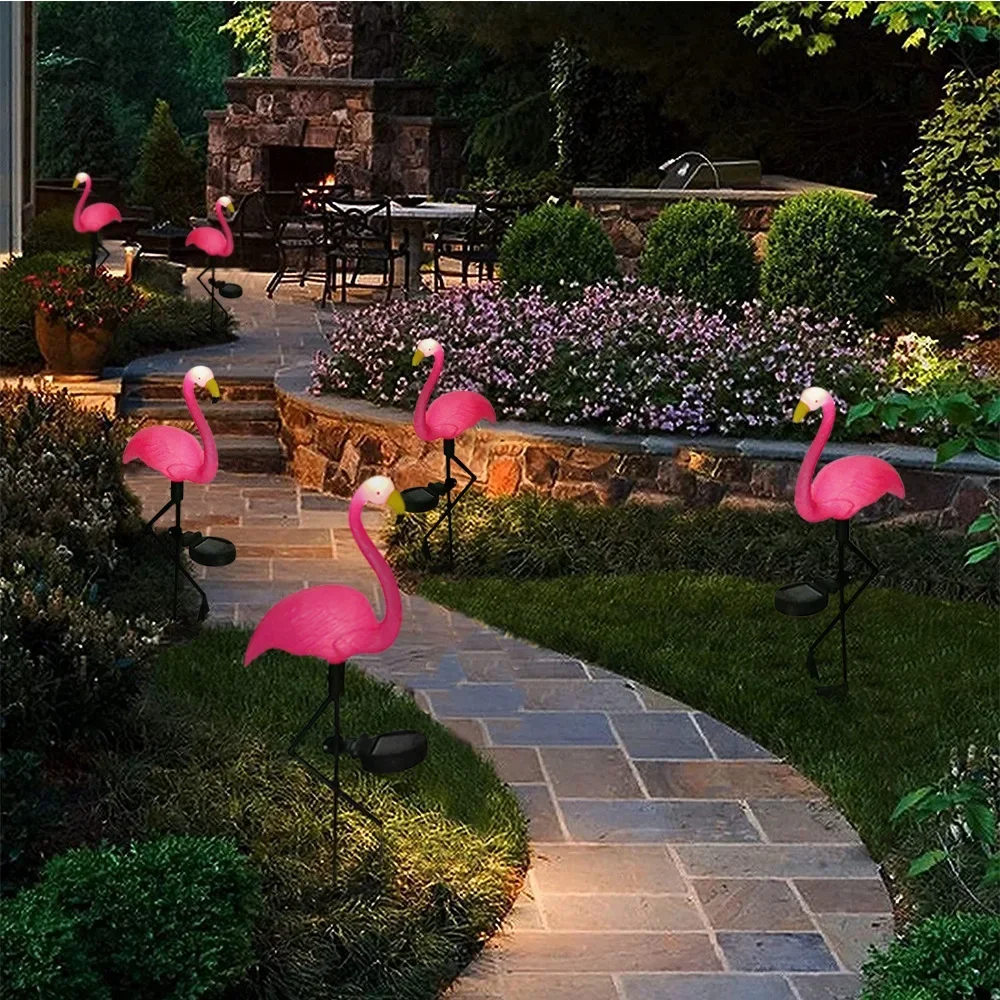 Rosa Flamingo LED Rasen Lampen Led Garten Lampe Outdoor Solar Lichter Rosa Vogel Rasen Dekor Pfahl Landschaft Dekoration Nacht Beleuchtung