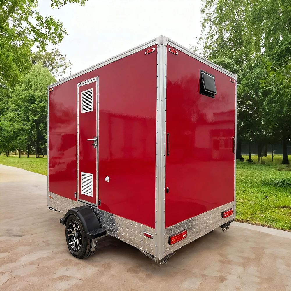China Certified Mobile Luxury Container Modern 2 Stall Outdoor Restroom Washroom Portable Toilet Trailer for Sale