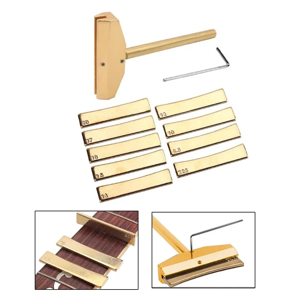 

Guitar Bass Fret Press Caul Fingerboard Pressing Tool With 9Radius Inserts Brass Luthiers Repair Tool Guitar Accessories