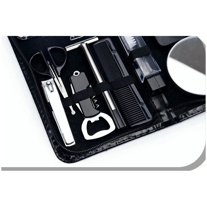 Profissional Manicure Set para Homens Grandes, Grooming Kit, Nail Clipper, Pinça, Espelho Nail File, Navalha, Scissor, Boy Gift, Viagem