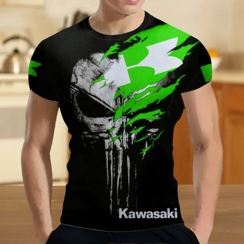 

MOTO-2025 Men Women New T Shirt Kawasaki Motorcycle Logo 3D Print Quick Drying Breathable Clothes Men Fashion Sports T-shirts