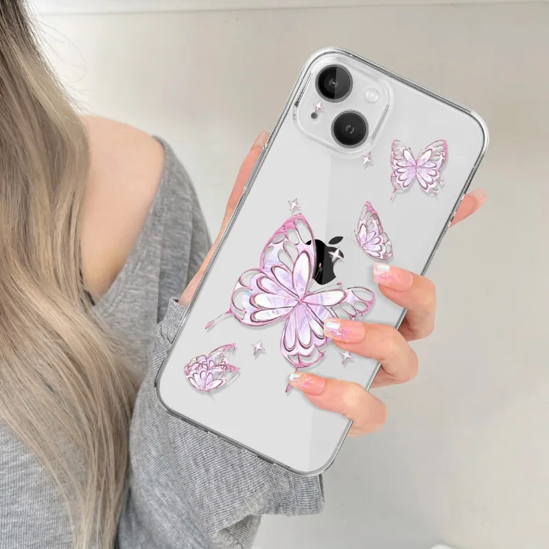 Fundas de teléfono con mariposas oscuras para Iphone, 15, 14, 13, 12, 11 Pro Max, Mini, XS, XR, 7, 8, SE2 Plus, Kawaii, Animal de dibujos animados, Graffiti