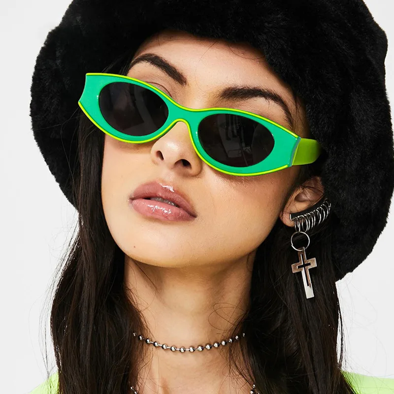 Neue Mode Vintage Oval Sonnenbrille UV400 Sonnenschutz Retro Vollformat Brille Sommer Outdoor Reise Sonnenbrille für Männer Frauen – Detail 1