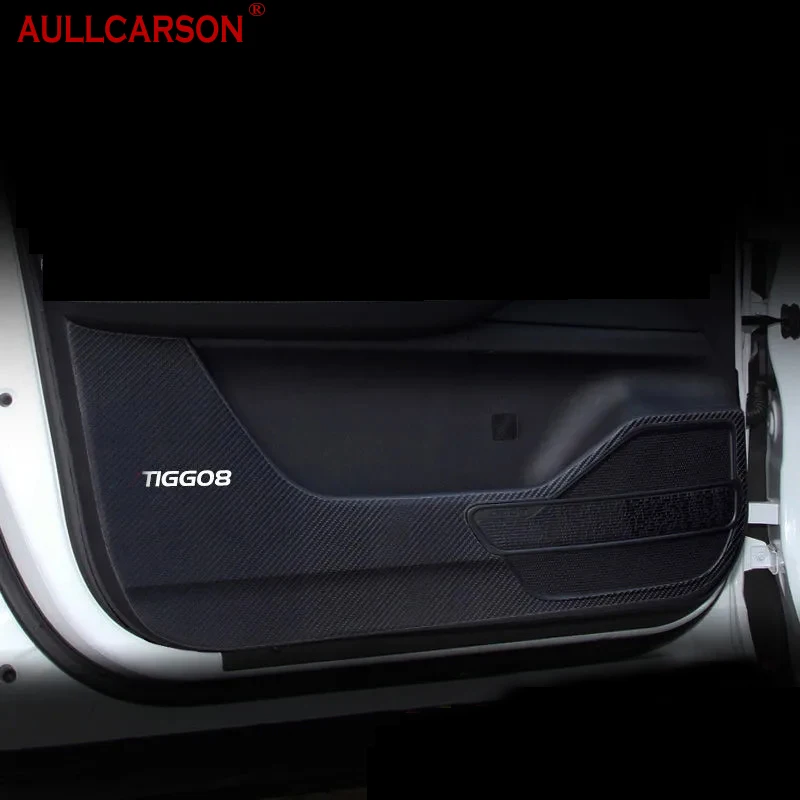 For Chery Tiggo 8 Pro 2022 2023 Leather Door Anti Kick Pad Protection Stickers Carbon Fiber Inner Side Edge Film Car Accessories