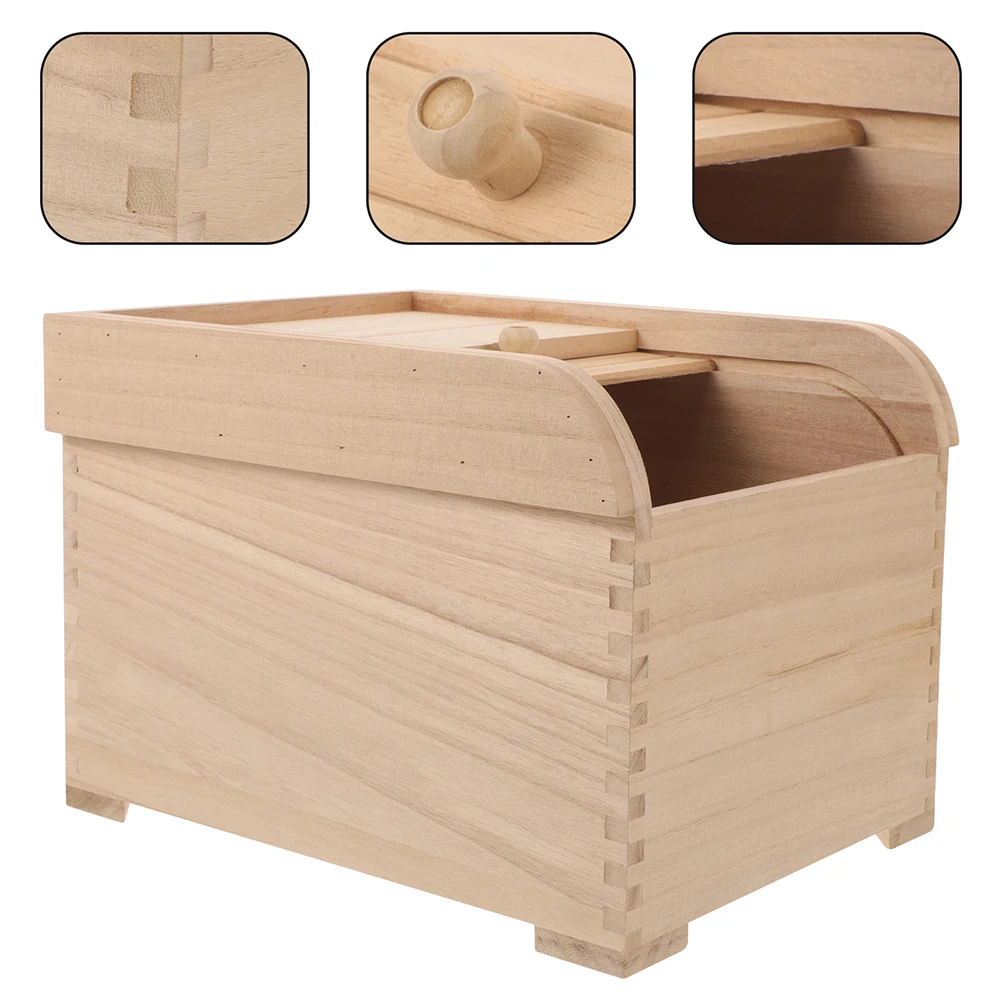 

Large Capacity Wooden Rice Storage Container Reusable Food Storage Bin Lid Kitchen Pantry Grain Cereal Box Wood Dry Food