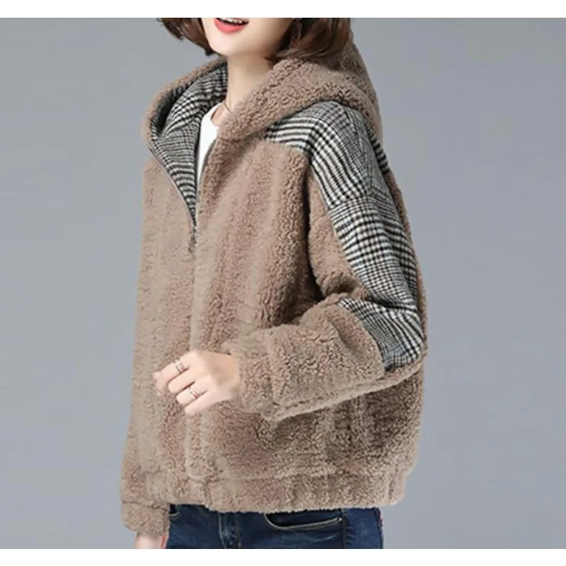 سترة نسائية للخريف والشتاء تقليد خروف قطيفة جديدة سميكة ومخملية سترة دافئة للنساء #1