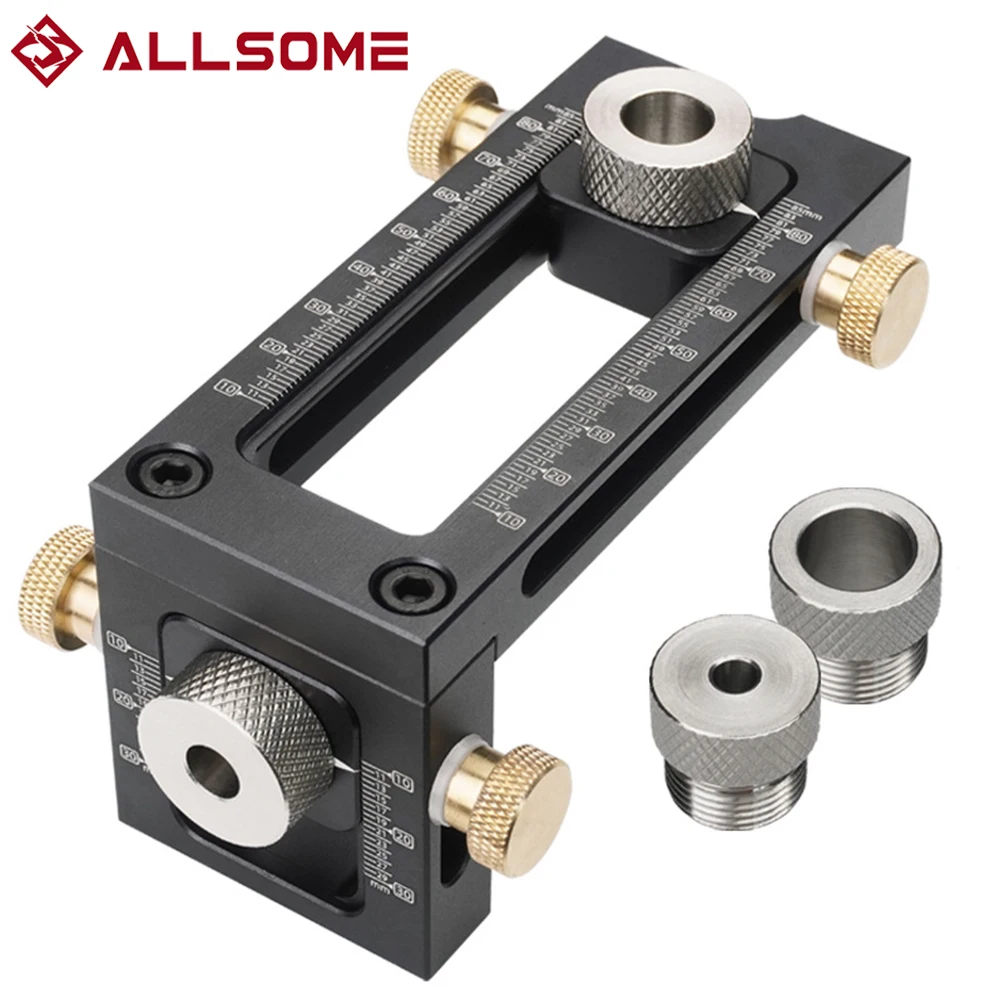 ALLSOME Woodworking 2 in 1 Drill Puncher Locator Cross Oblique Flat Head Puncher Screw Jig Bed Cabinet ScrewS Punch Locator 4.7