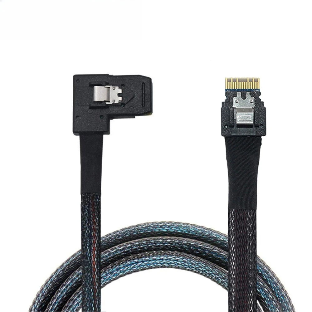 SlimSAS 4.0 SFF-8654 4i to SAS SFF-8087 right-bend server high-speed cable