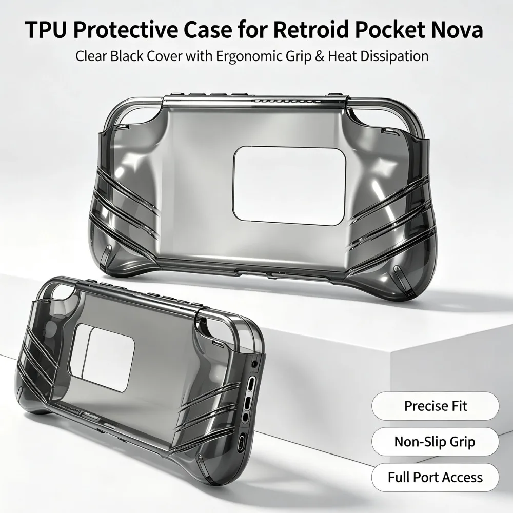 Clear Protective Case For Retroid Pocket Nova Ergonomic Handheld Game Console Cover Anti-Scratch Heat Dissipation Soft Shell