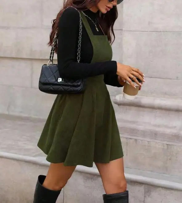 

Women's Dress 2025 Latest Hot Selling Autumn/winter Unique New Women's Fashion Elegant Dress Corduroy Strap Skirt Women's Wear