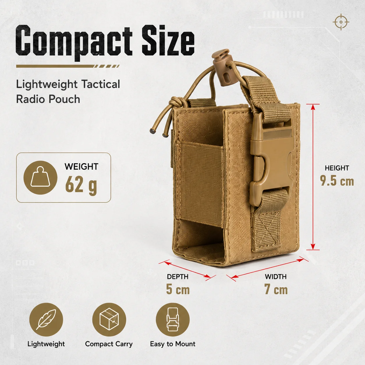Tactical MOLLE Walkie Talkie Pouch Military Intercom Radio Holster Bag Outdoor Hunting Camping Utility Waist Belt Pack