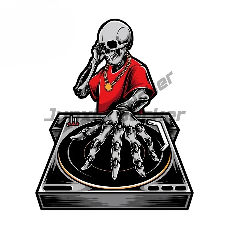 

DJ in Action Funny Car Stickers Cool Cartoon Electric-Bicycle Helmet Decal Sunscreen Vinyl Camper Accessories