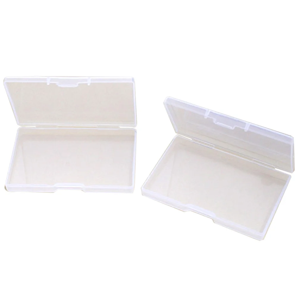 

2Pcs Business Name Holder Plastic Case Portable for Cards Id Credit Card Organizer Desktop Components Storage Box