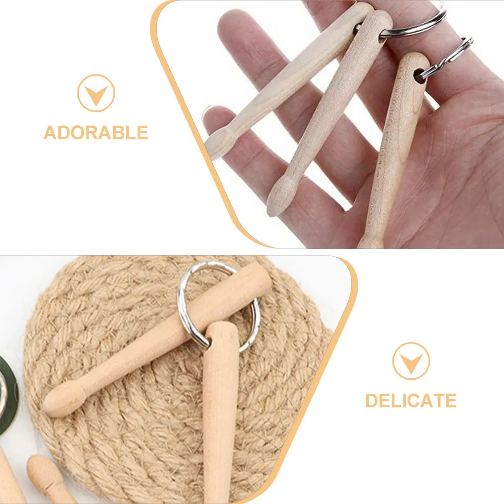 

3 Pcs Pendant Band Drum Stick Keychain Man Zinc Alloy Drumsticks Percussion Ring
