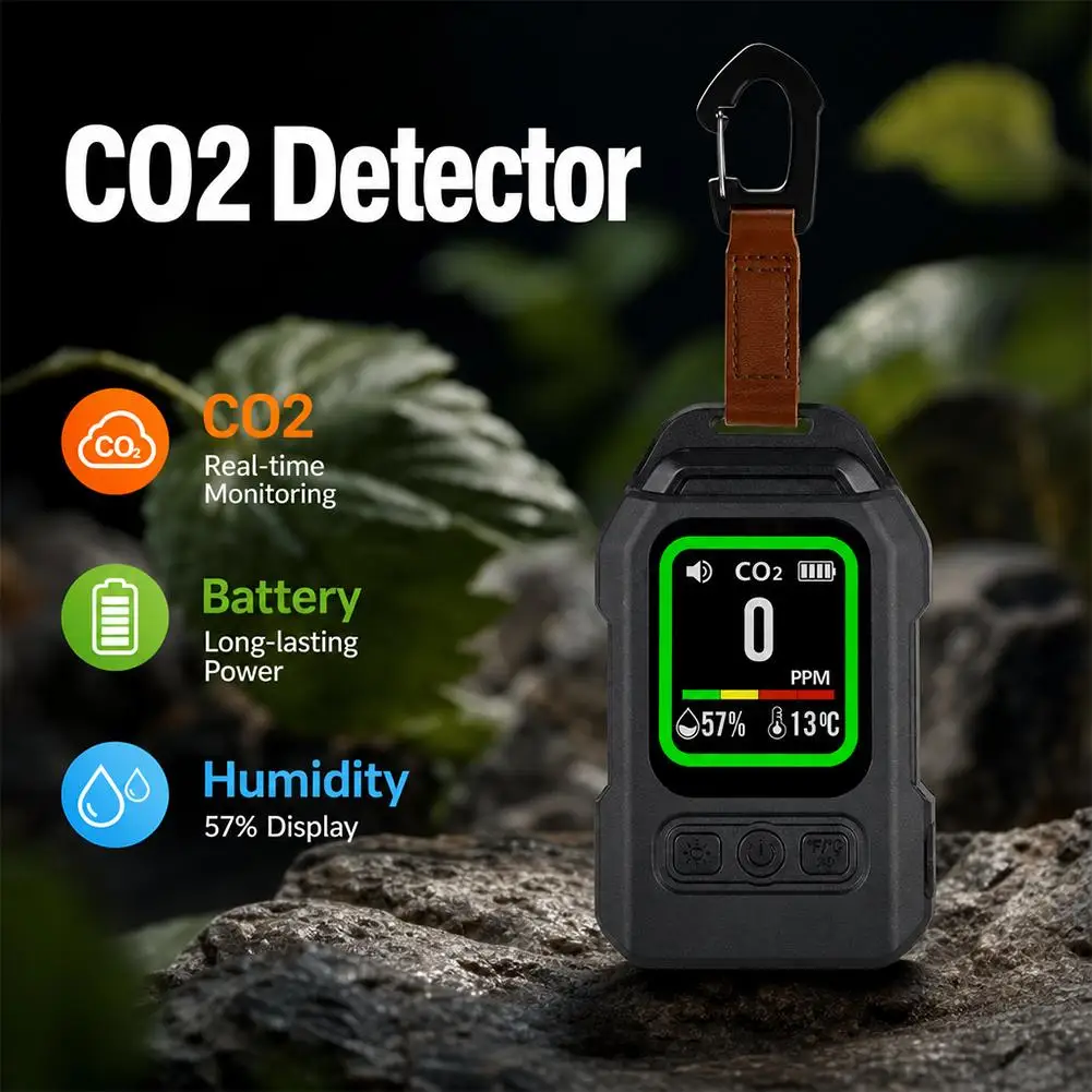 4 in 1 Co Co2 Detector Rechargeable Air Quality Monitor Magnetic Alarm Temp Humidity Tester for Camping Indoor Car Air Detection