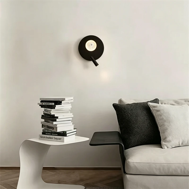 

Minimalist Bedroom Bed Head Wall Lamp Rotatable Reading LED Background Wall Light Moon Decor Light