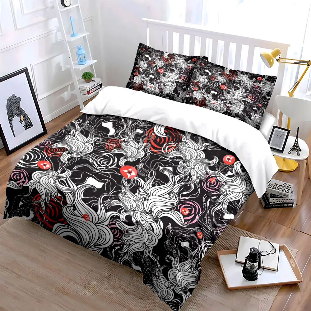 Abstract patterns with spiral designs Pattern Duvet Cover Set Digital Print Colorful Polyester Bedding with Zipper Closur