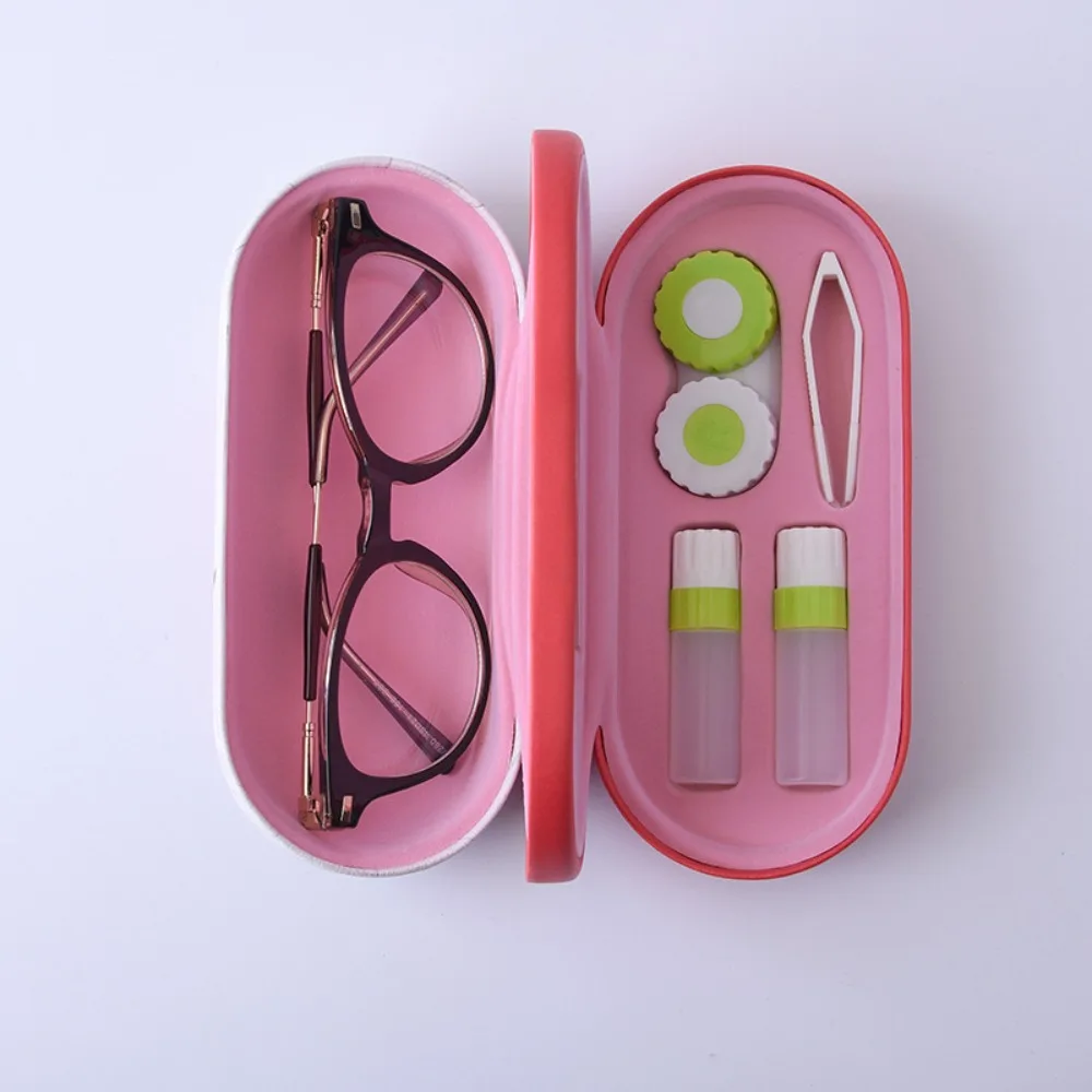 

New Style 2 In 1 lasses Box Double Interlayer Metal Reading Glasses Case and Contact Lens Case with Mirror for Kit Box Dual-use