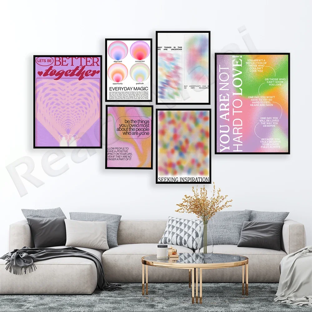 Reassuring color gradient positive quote gallery wall fashion decor danish pastel self love aura poster