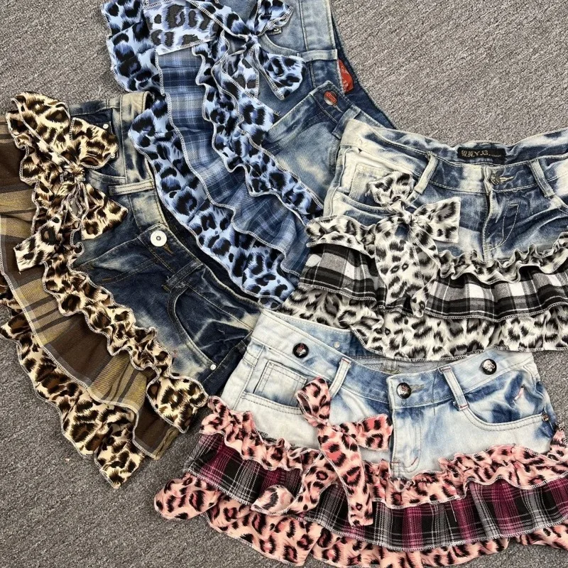 

Новая летняя мини-юбка Y2K в стиле винтаж и постапокалипсис, с низкой талией, шикарным леопардовым и клетчатым принтом, в стиле пэчворк, для модниц