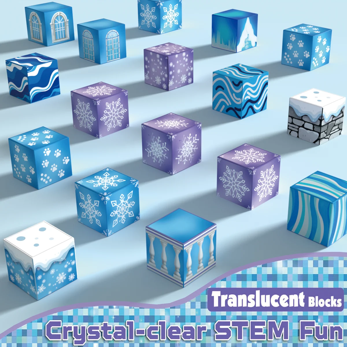 Magnetyczne klocki konstrukcyjne, 100 elementów, do budowania lodowych zamków, kostki sensoryczne STEM Montessori, prezenty na Boże Narodzenie i urodziny