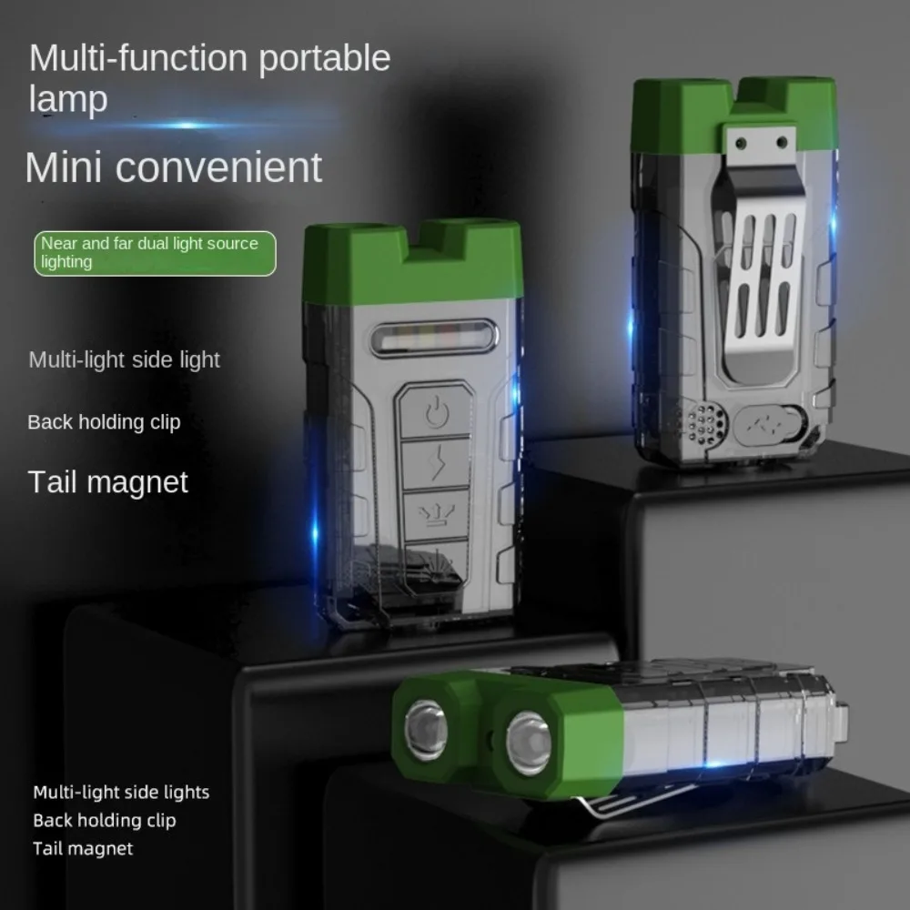 Type-C Charging Keychain Flashlight Double Light Source with Back Clip Cap Clip Flashlight Lightweight Tail Magnet Torch