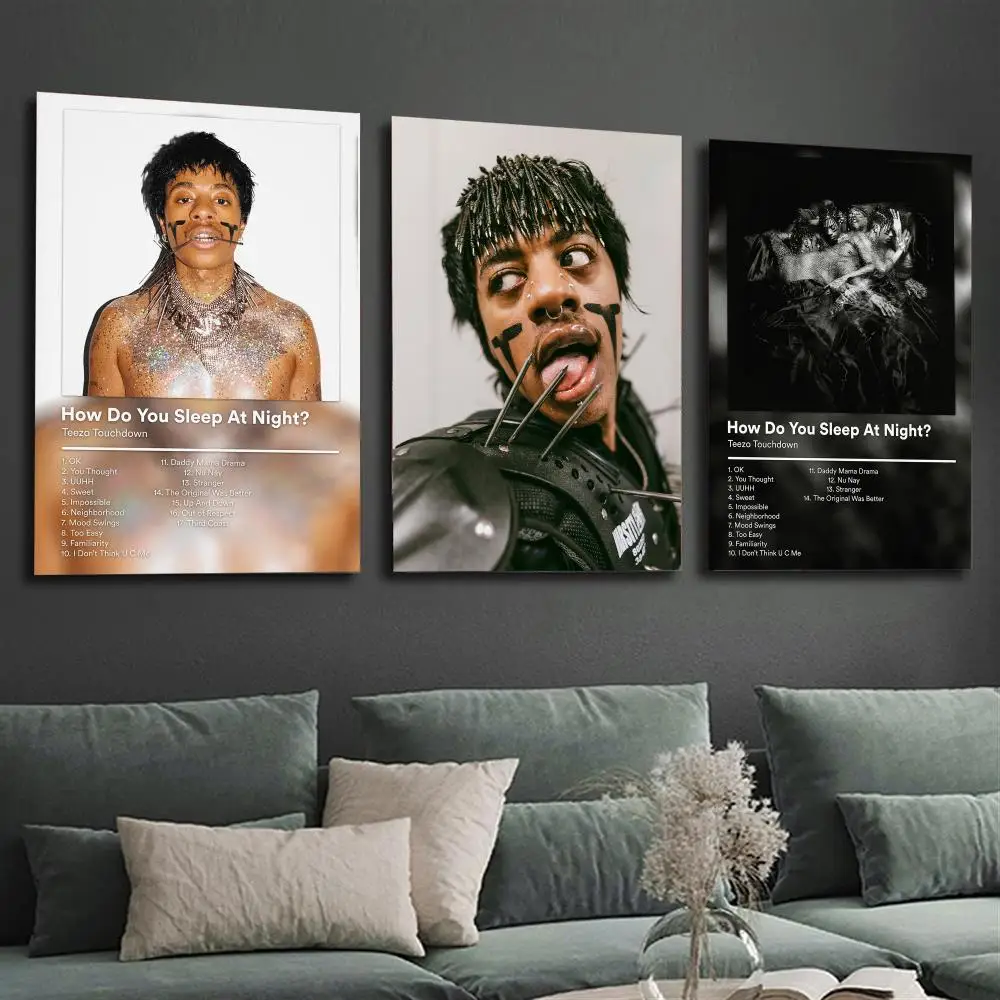 Hip-Hop T-Teezo Touchdown Poster Modern  Wall Art Aesthetic Minimalist Bedroom Decor Cafe Home Gift