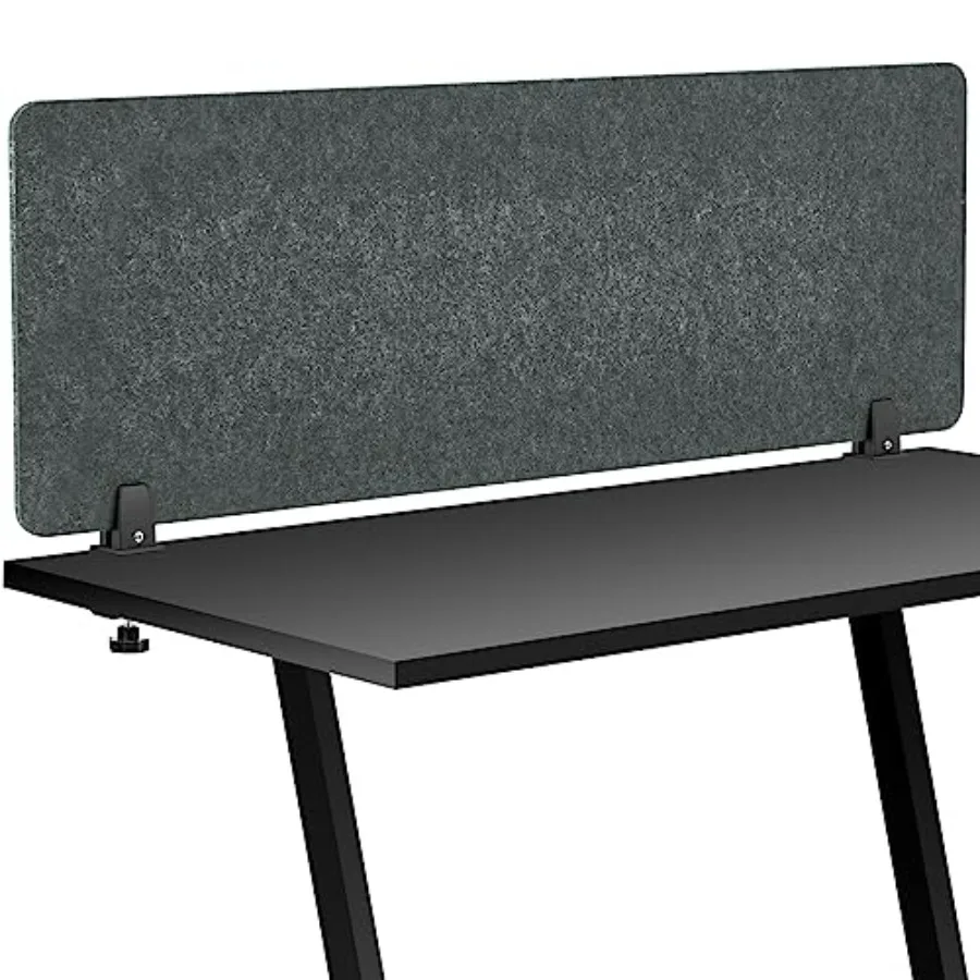 Office desk dividers with clamp mount, 16 x 47'', acoustic-absorbing fabric material, gray, noise-reducing privacy panels for f