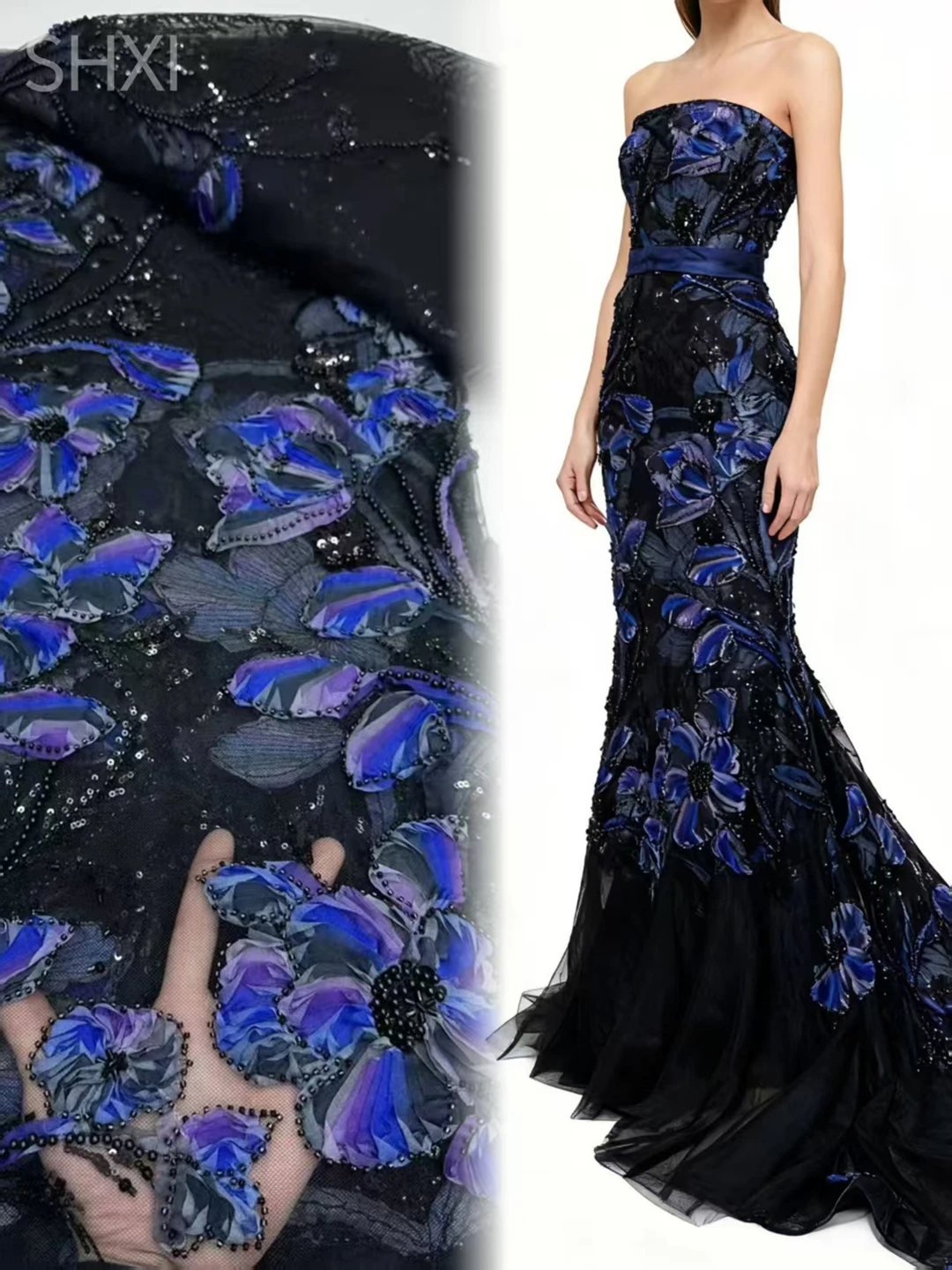 

3D цветочная кружевная ткань для свадебного платья, объемная цветочная вышивка, тюль, роскошный текстурированный материал свадебного платья 2026