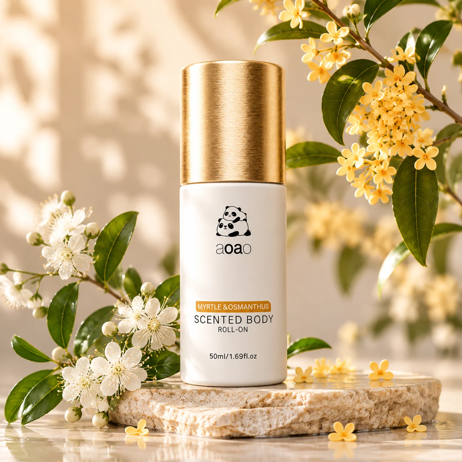 White Tea Amber Scented Body Roll-On 50ml Long Lasting Light Fragrance Underarm Refreshing Deodorant Roller for Women Men