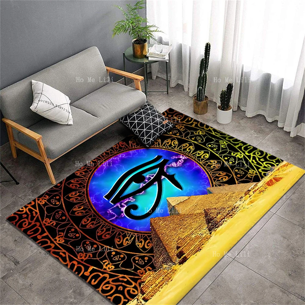 The Eye Of Horus. The Eye In The Clock.Non Slip Flannel Carpet For Home Decoration