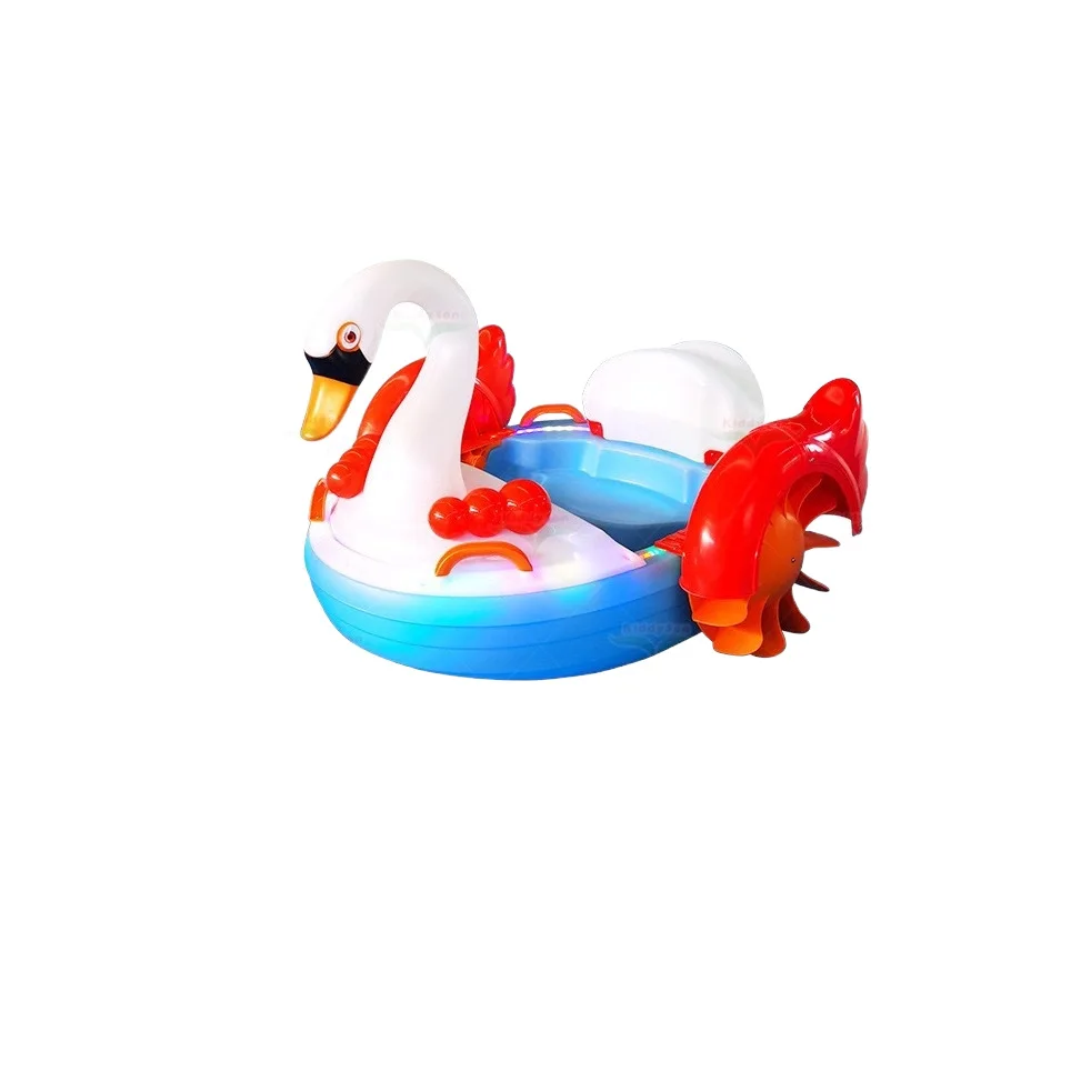 #Customized children's luminous swan boat water park Mengmeng swan lantern hand-cranked boat swan parent-child hand-cranked boat