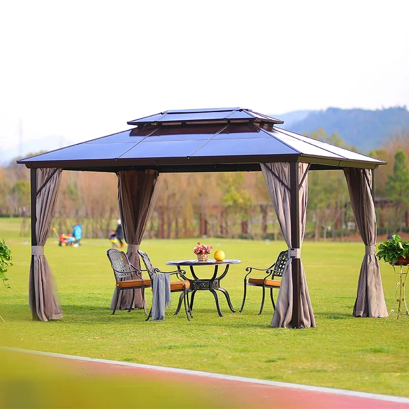 Pavilion courtyard outdoor tent tea pavilion four corners antiseptic wood pavilion grape frame antiseptic wood outdoor courtyard