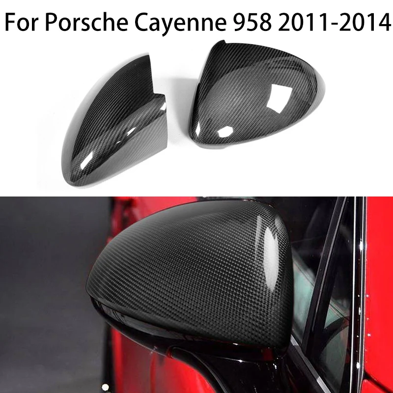 

For Porsche Cayenne 958 2011-2014 Carbon Fiber Car Side Exterior RearView Mirror Cover Trim Caps Add On Style Auto parts