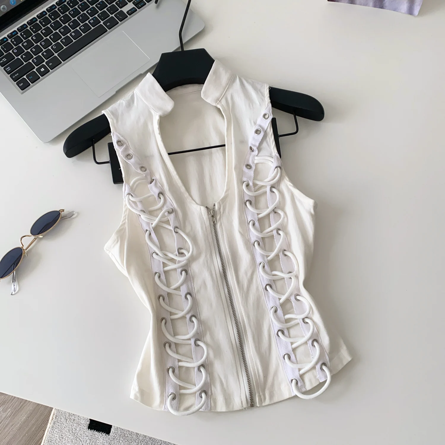 Sexy Vintage chiffon ruffle Corset Bustier Korean Camis Chic Crop Top Summer Women Party Sling Top Y2k