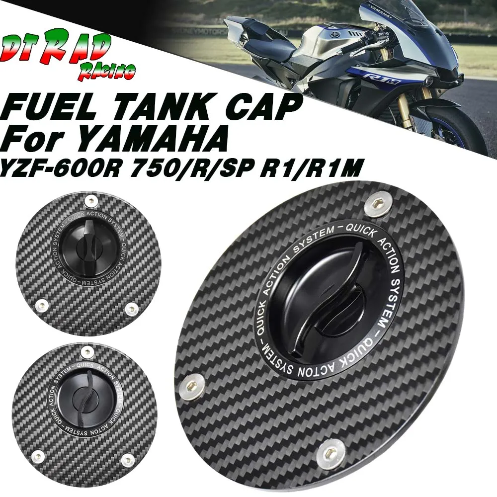 Carbon Fiber Quick Gas Fuel Tank Cap For YAMAHA YZF-600R 750/R/SP R1/R1M Fast Gas oline Plug Keyless Engine Oil Filling Cover